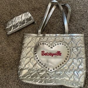 Betsy Johnson metallic silver tote